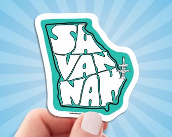 Savannah Travel Luggage Sticker, Georgia Vacation Souvenir Decal For Water Bottle, Car, Laptop