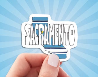 Sacramento Travel Luggage Sticker, California Vacation Souvenir Decal For Water Bottle, Car, Laptop