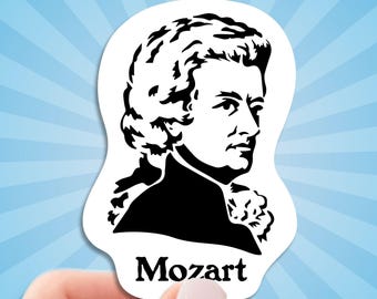 Mozart Sticker, Wolfgang Amadeus Mozart Classical Music Decal For Water Bottle, Car, Laptop