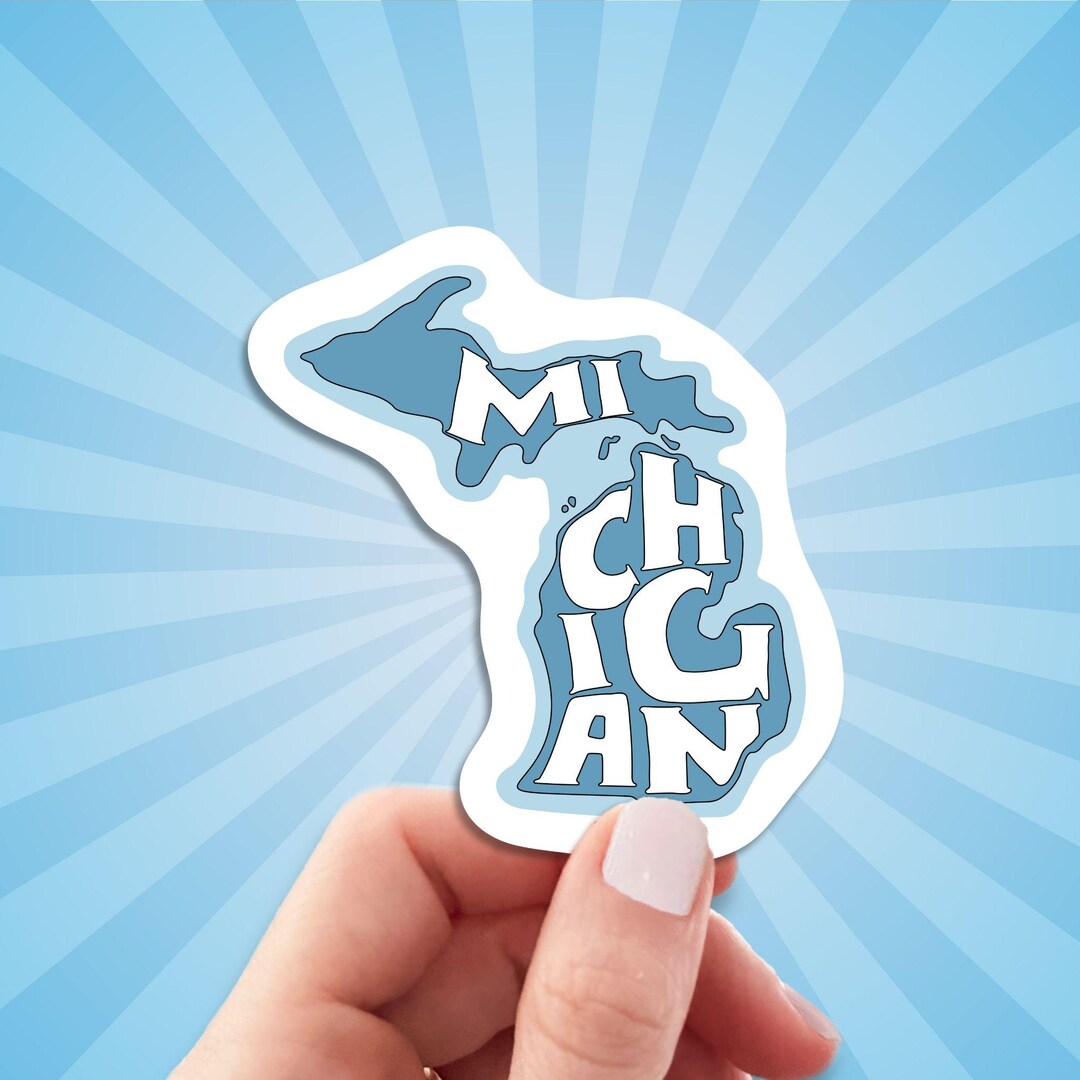 Michigan Travel Luggage Sticker Sticker, State of Michigan Vacation ...