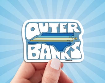 Outer Banks Travel Luggage Sticker, North Carolina Vacation Souvenir Decal For Water Bottle, Car, Laptop