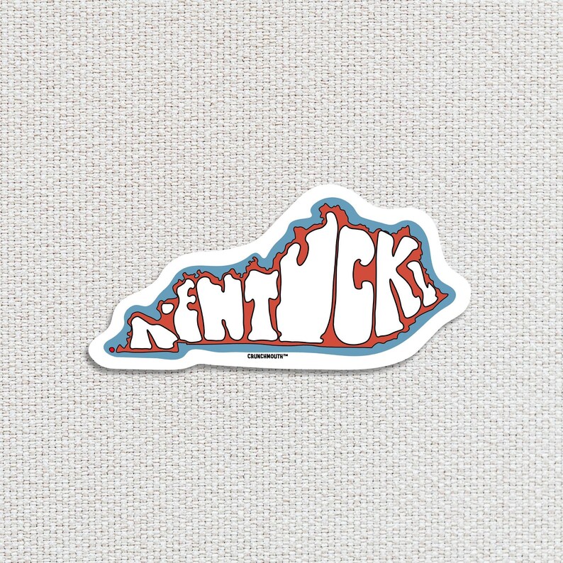 kentucky travel luggage sticker, textured fabric background