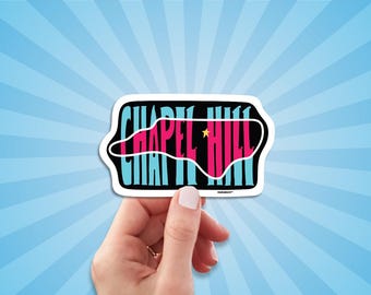 Chapel Hill Travel Luggage Sticker, Chapel Hill North Carolina Souvenir, Decal For Water Bottle, Car, Laptop, Tar Heel State, Chapel Hill NC