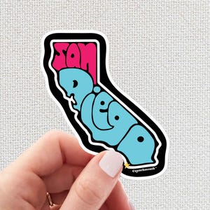 San Diego California Sticker, Retro State Outline Decal, Waterproof Travel Sticker, Durable Vinyl for Luggage, Laptop, Water Bottle, Car