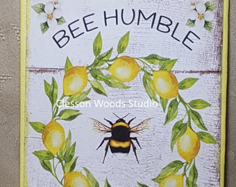 Bee Humble Bee Kind Lemons 5"x7" Canvas Insert