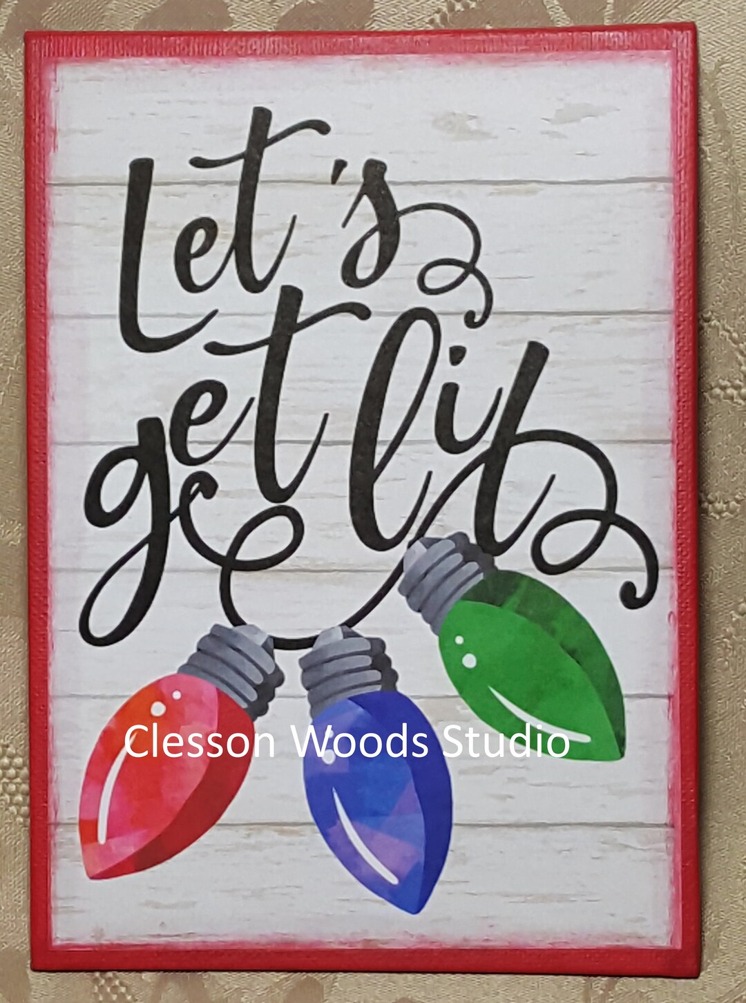 Let's Get Lit Christmas Lights 5x7 Canvas Insert red Etsy
