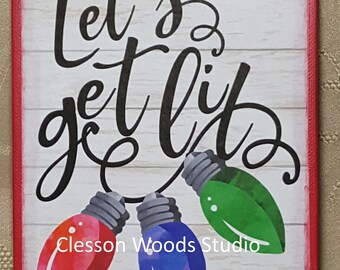 Let's Get Lit Christmas Lights 5x7 Canvas Insert (Red)