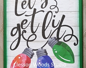 Let's Get Lit Christmas Lights 5x7 Canvas Insert (Green)