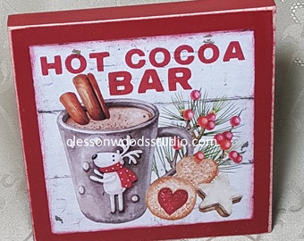 Hot Cocoa Bar Wood Block Sign