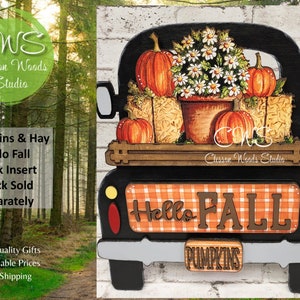 Pumpkins & Hay Hello Fall Hand Painted And Digital Art Truck Accents