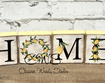 Home Wood Blocks Lemon Theme