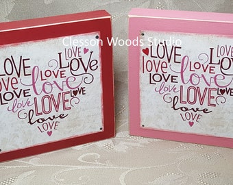 Love Heart Valentine Wood Block