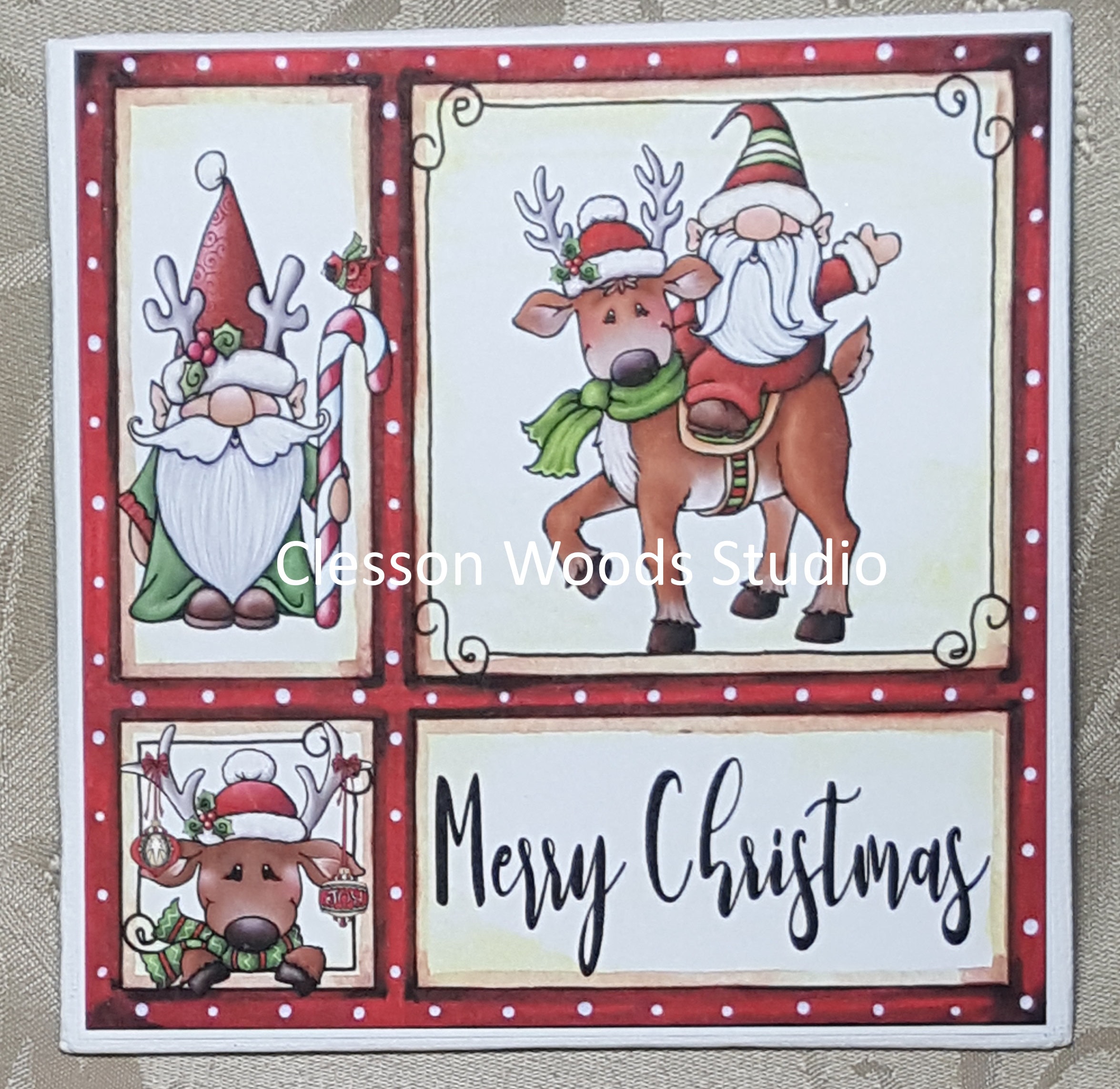 Red Frames 2022 Christmas Picture Christmas Gnomes Reindeer Red Frame 5X5 Canvas Panel | Etsy Ireland