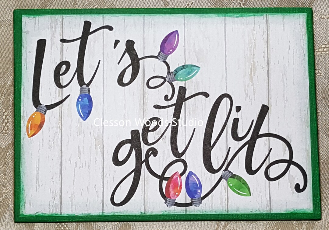 Let's Get Lit Christmas Lights 7x5 Canvas Panel green Etsy