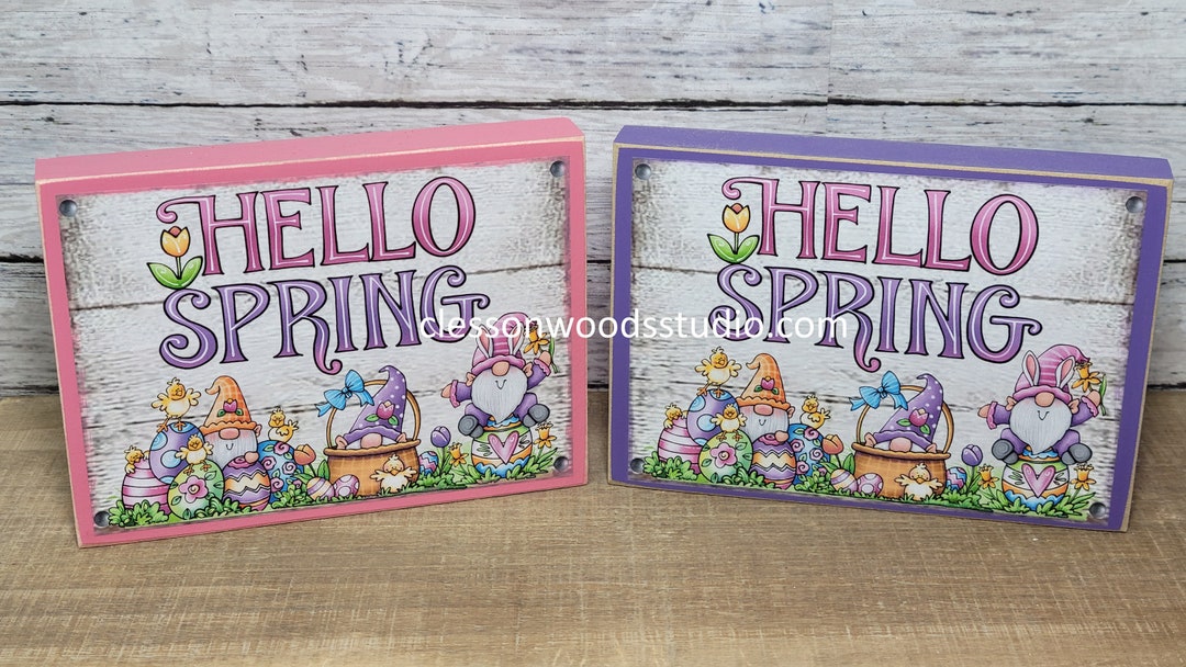 Hello Spring Gnomes Small Wood Sign - Etsy