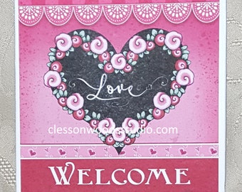 Valentine Heart Welcome 5x5 Canvas Panel