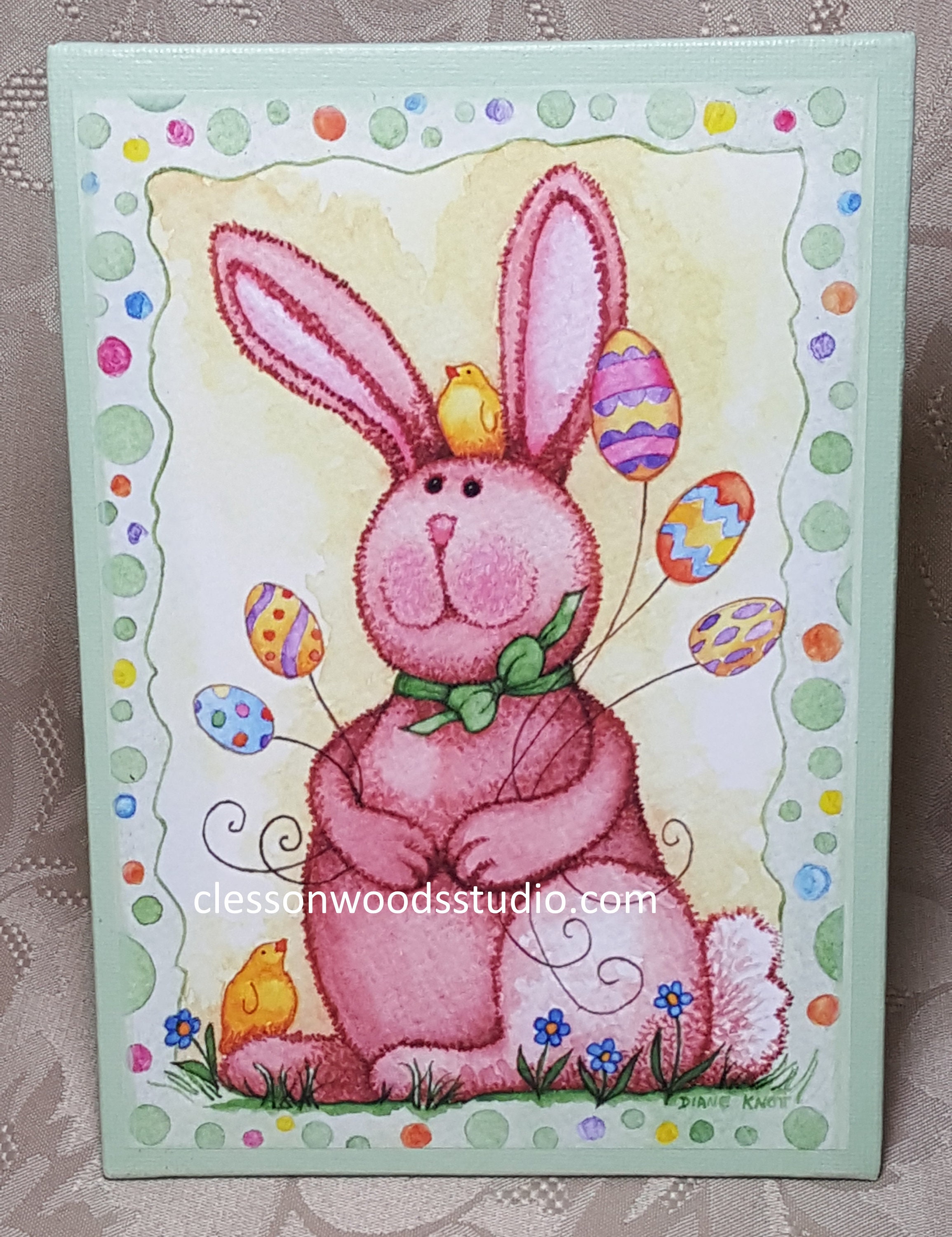 Fuzzy Easter Bunny With Chicks 5x7 Canvas - Etsy Canada