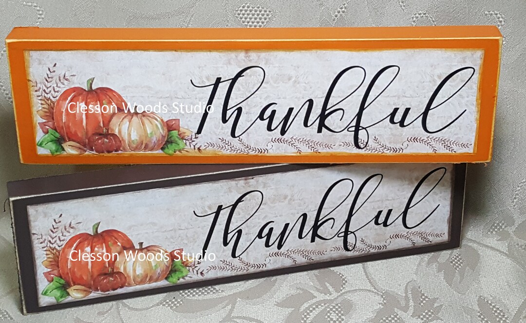 Thankful With Pumpkins Wood Sign - Etsy