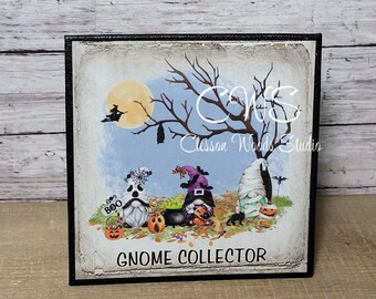 Gnome Collector Halloween Gnome Friends Spooky Tree (Black) 5"x5" Interchangeable Canvas