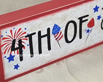 4th of July Patriotic Wood Sign (Red)