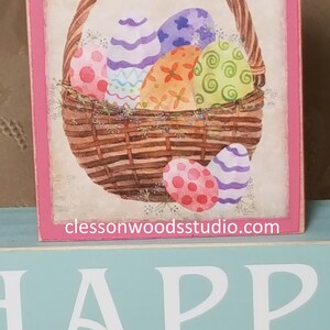 Happy Easter With Basket Wood Block Stack image 2