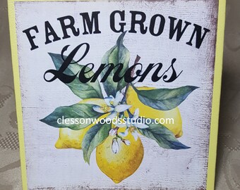 Farm Grown Lemons Yellow 5x5 Canvas Panel