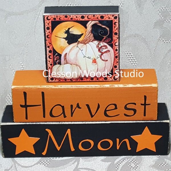 Harvest Moon Fall Wood Block Stack