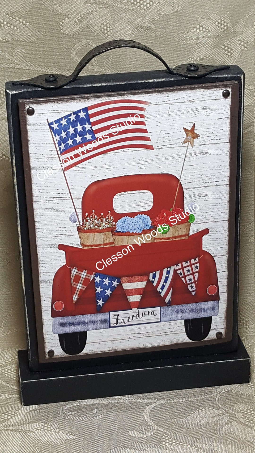 Vintage Red Truck Summer Flag 5x7 Display & Canvas 