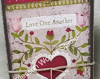 Love One Another Wood Block Sign