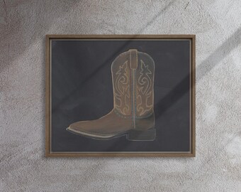 Cowboy Boot Gemälde Leinwand gerahmt