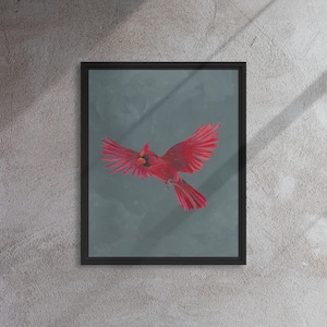 Framed Canvas Cardinal Bird Painting