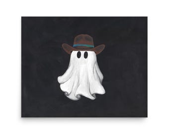 Ghost Cowboy Painting Print Black