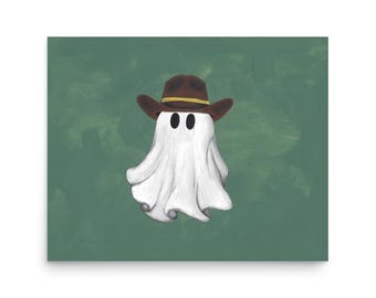 Ghost Cowboy Painting Print Green