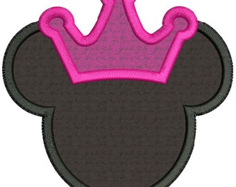 Minnie Mouse Crown Applique Embroidery Design