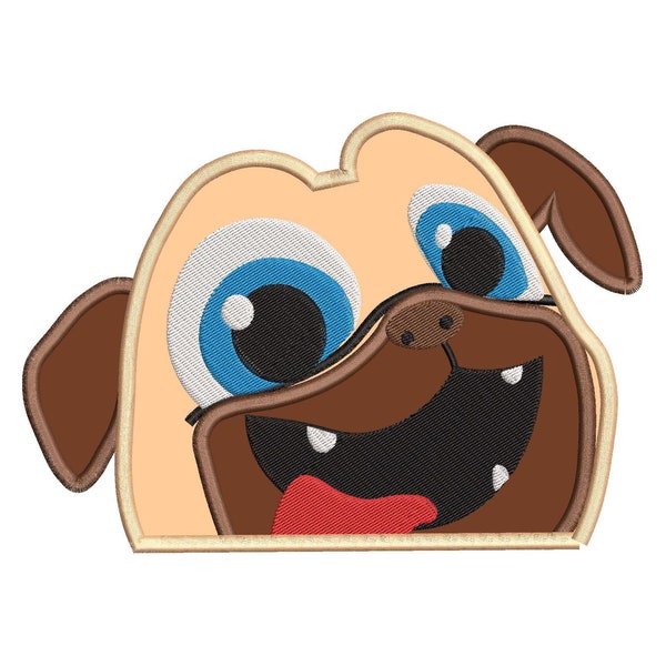 Rolly Puppy Dog Pals Head 01 Applique Embroidery Design - Instant Download