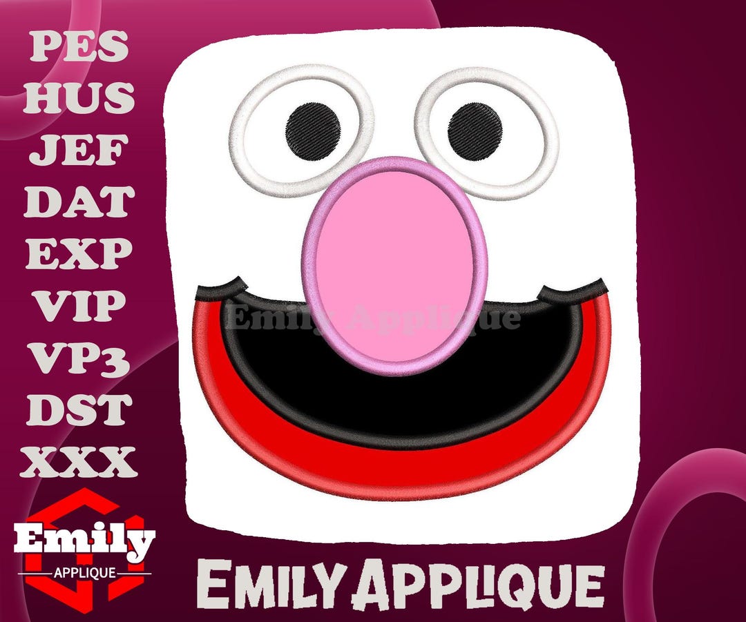 Grover_sesame_street_face_applique_embroidery_design 12 Formats ...