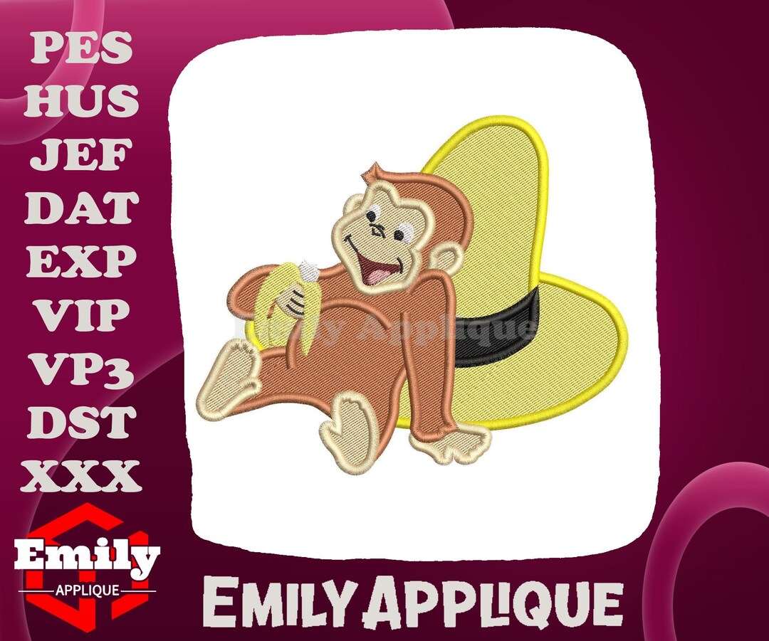 Curious_george_fill_embroidery_design_09 12 Formats - Instant Download ...
