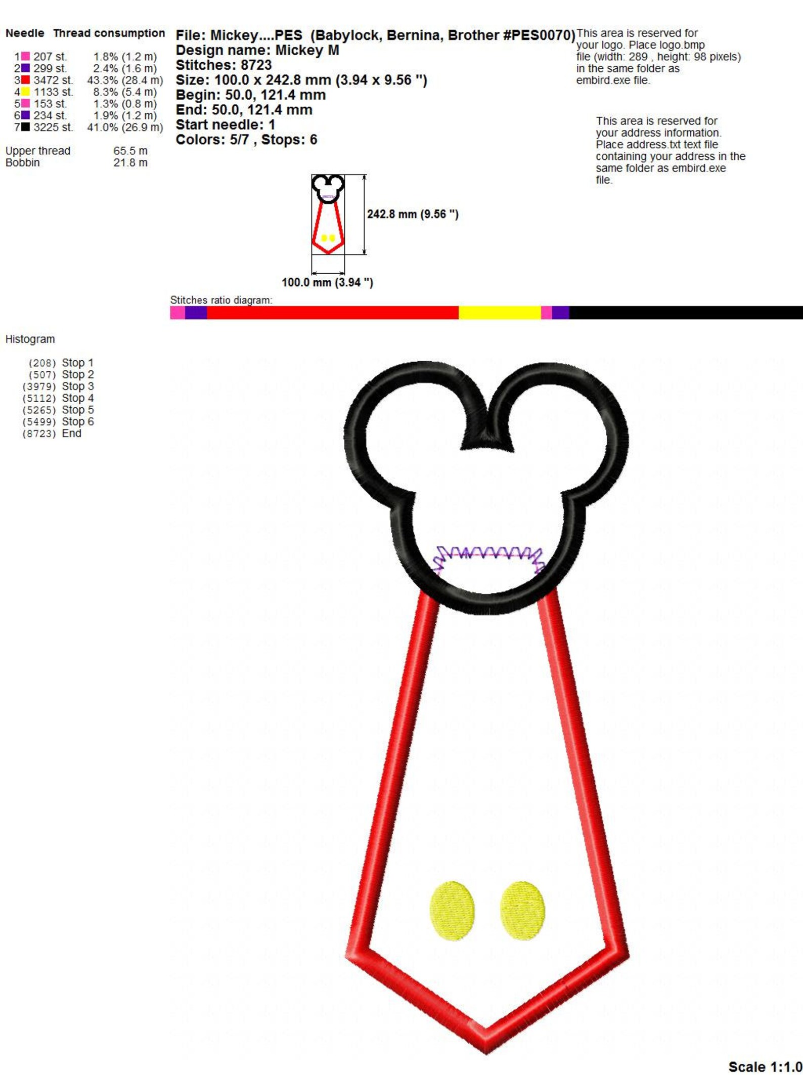 Mickey Mouse Tie Applique Machine Embroidery Design Etsy