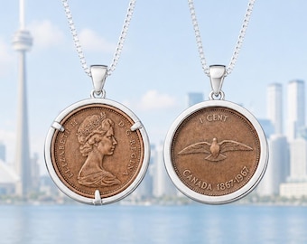 1967 Double-Date Canadian Centennial Penny Necklace – Sterling Silver Chain Pendant New CP-01