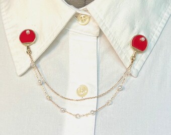 Tafeltennis Kraag Ketting – Sport Rackets Kraag Pin – Balrackets ReversSpeld – TafeltennisRackets Kraagsluitingen – Kraag Broche – 899-14