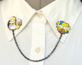 Homer Collar Chain – Simpson Family Collar Pin – Springfield Lapel Pin – Homer Marge Lisa Bart Maggie Collar Clasps – Collar Brooch – 899-15