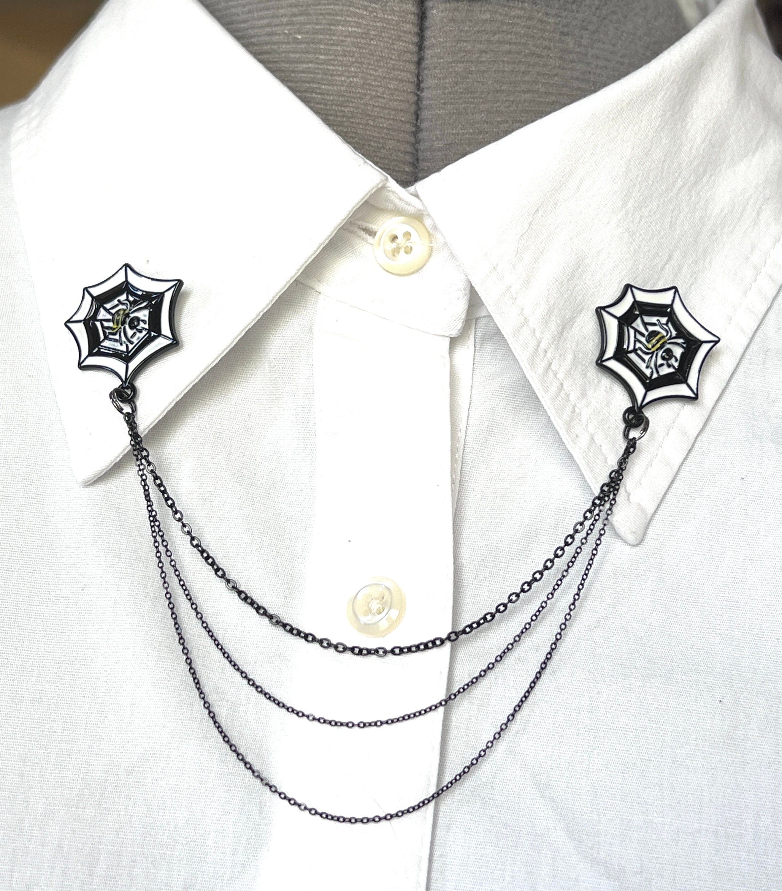 Spider Web Collar Chain – Cobweb Collar Pin – Spider Net Lapel Pin ...