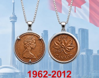 Canadian Penny Necklace 1962-2011 – Sterling Silver Chain,  Choose Your Year Coin Pendant - CP