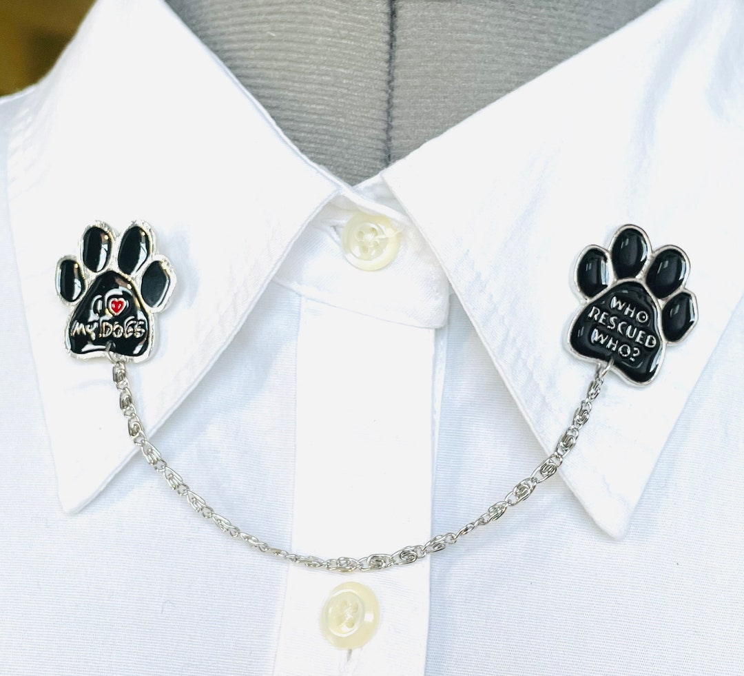 I Love My Dog Collar Chain Who Recused Who Collar Pin Furry Friend