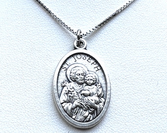 St. Joseph - Sterling Silver 925 Chain Necklace: St. Joseph Patron of workers and protector of the Holy Family - SC9