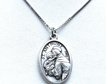 Saint Anthony & Sterling Silver 925 Chain Necklace: Finder of Lost Things and Helper In Times of Need - SC3
