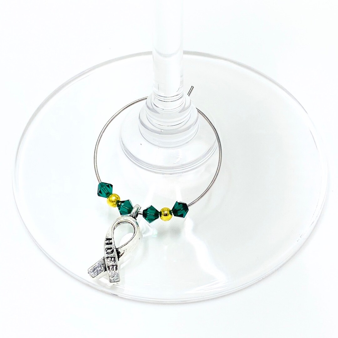 15X HOPE Support Wine Glass Ring Swarovski Crystal Stainless Etsy