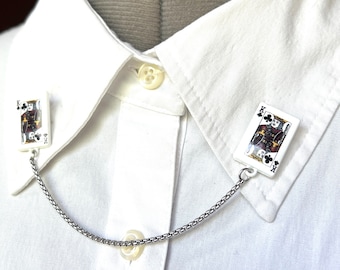 King Queen Poker Collar Chain - Collar Brooch - Lapel Chain – Poker Clasps – King Queen Poker Brooch - 811