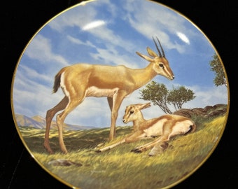 Goat Plate Vintage Decorative Plate - The Slender-Horned Gazelle - Will Nelson - Last of Their Kind - The Endangered Species collection