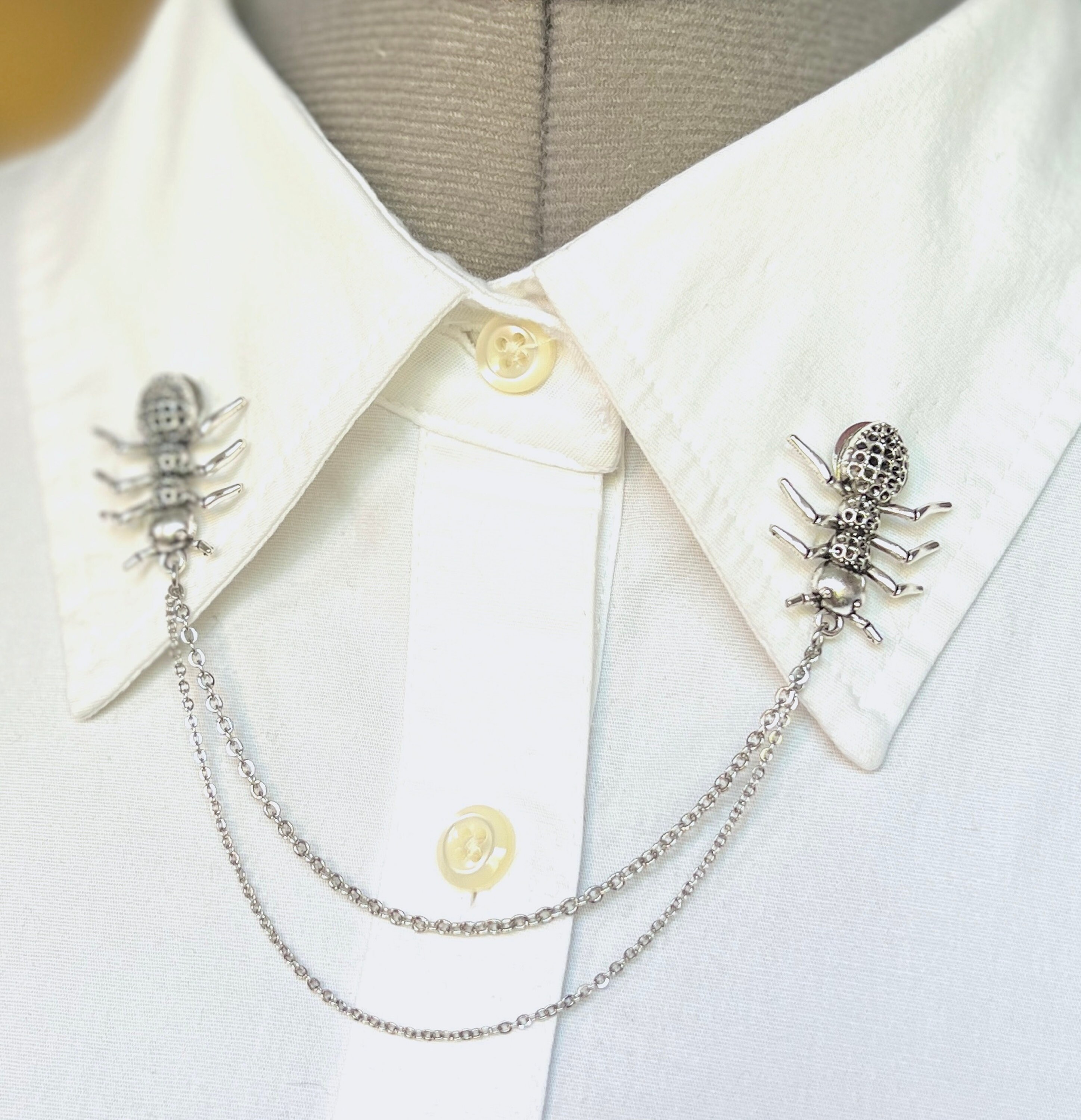 Silver Ants Collar Chain – Nature Insect Collar Pin – Ant Insects Lapel ...